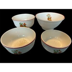 Lot Of 4 Vintage Harker Pottery Cactus Flower Serving Bowls 6"  6.75"  7.75"  9"